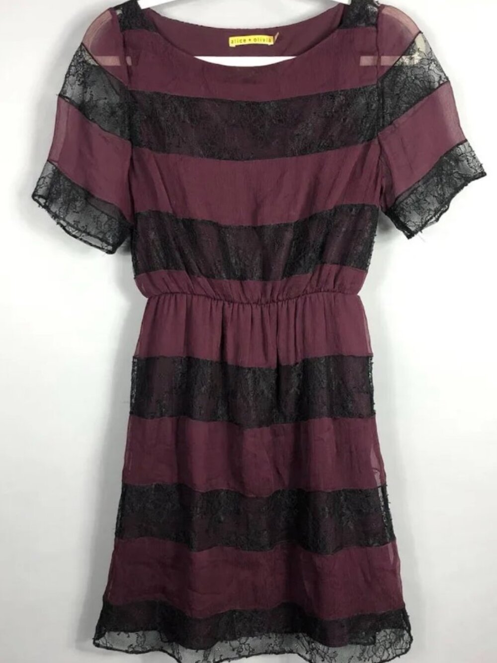 Alice + Olivia NWT “Danny” Lace Striped Dress | Size Small